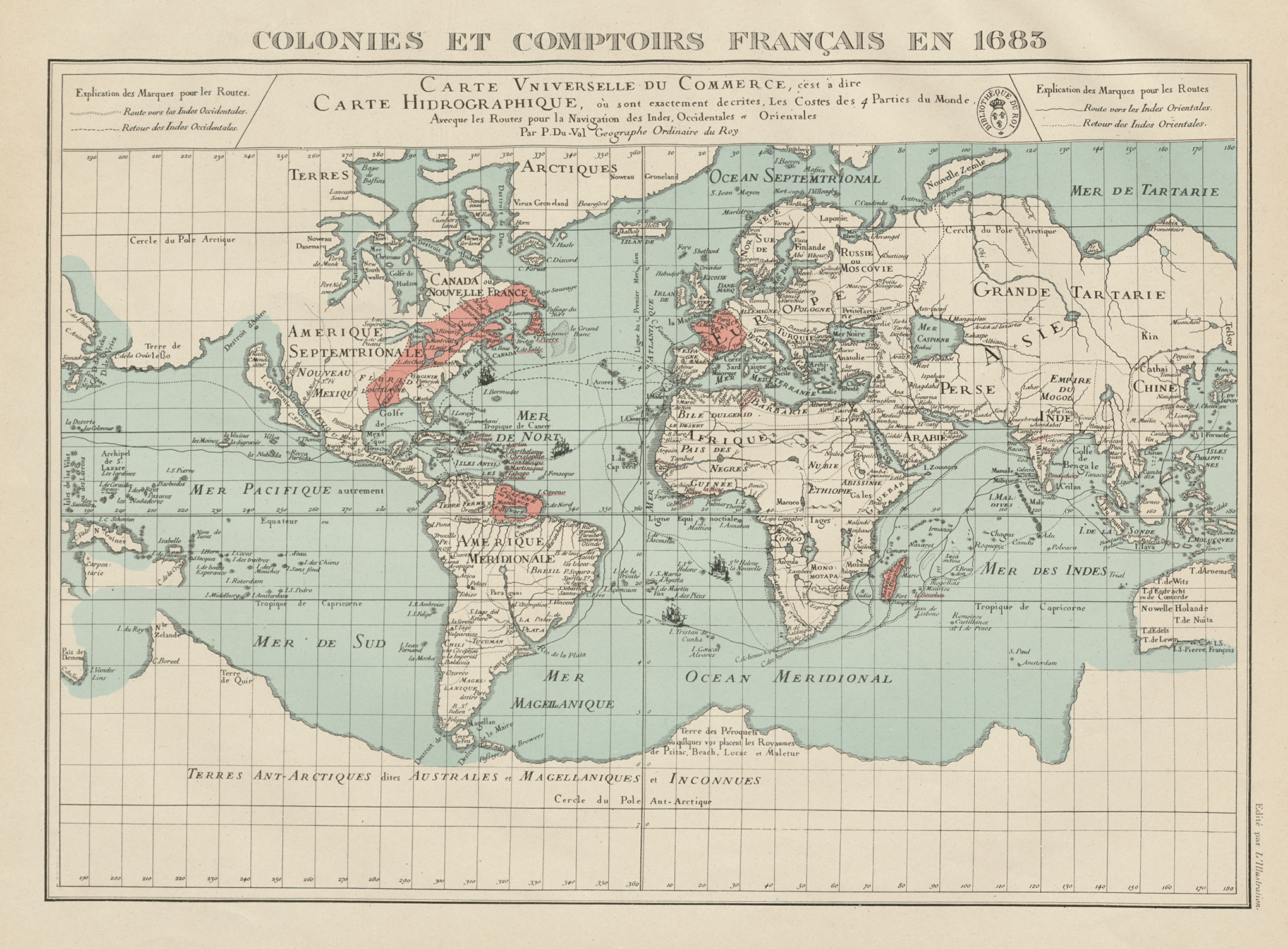 Associate Product FRENCH COLONIES & TRADING POSTS 1683. Colonies et comptoirs Français 1929 map