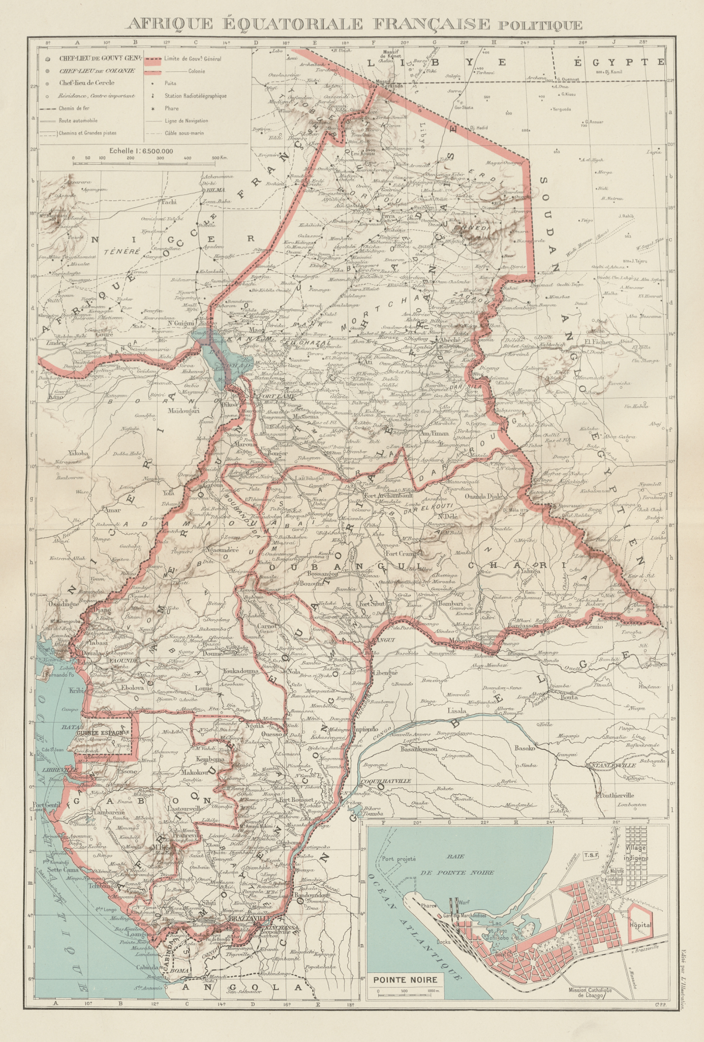 Associate Product FRENCH EQUATORIAL AFRICA. Afrique équatoriale française.  Pointe Noire 1929 map