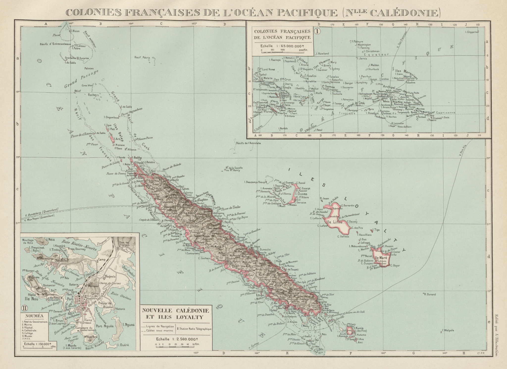 Associate Product NEW CALEDONIA. Nouvelle Caledonie. Loyalty Islands/Îles Loyauté. Nouméa 1929 map